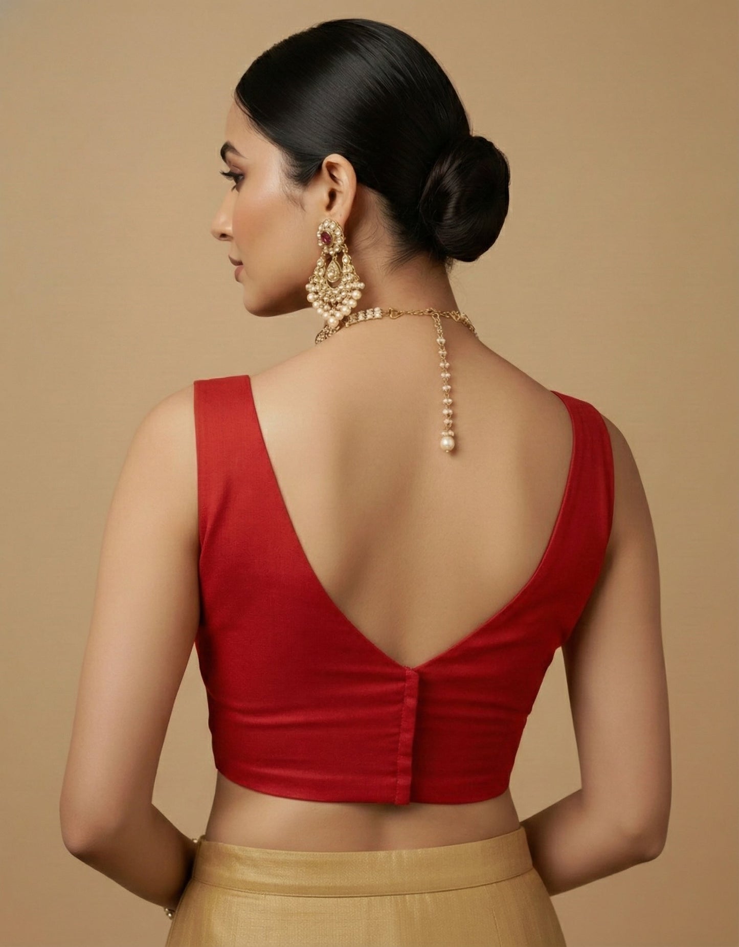 Capri Silk Padded V Neck Saree Blouse