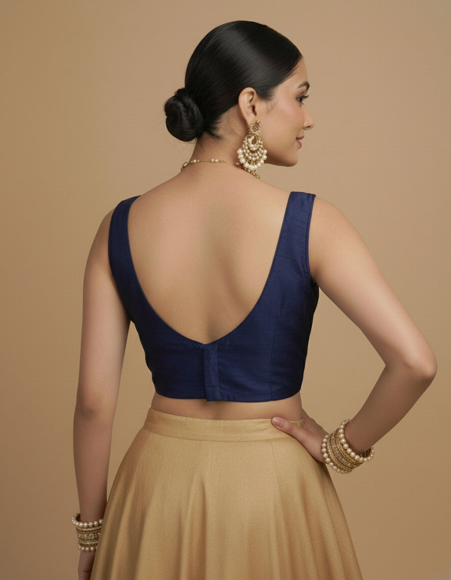 Capri Silk Padded V Neck Saree Blouse