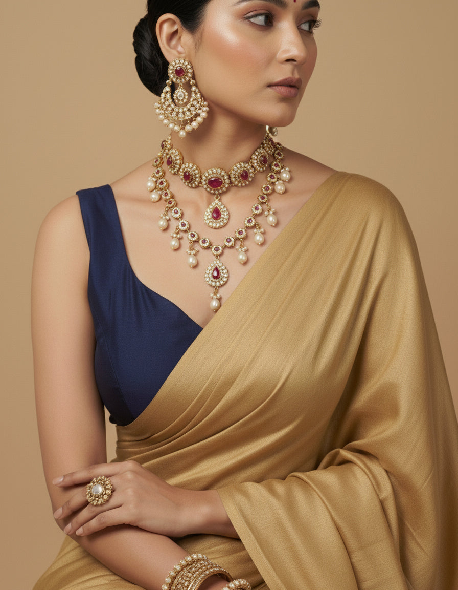 Capri Silk Padded V Neck Saree Blouse