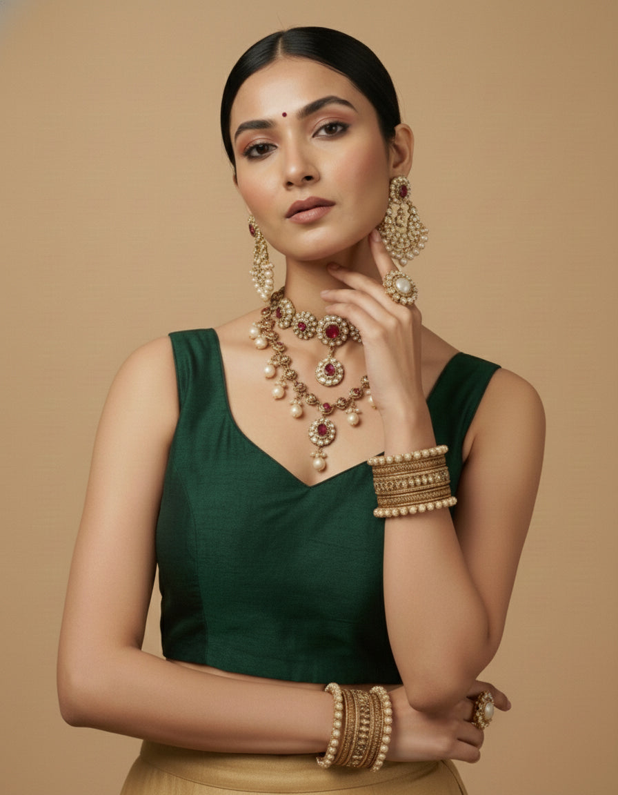 Capri Silk Padded V Neck Saree Blouse