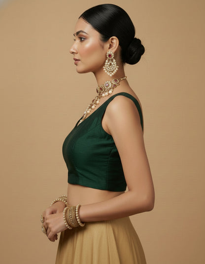 Capri Silk Padded V Neck Saree Blouse