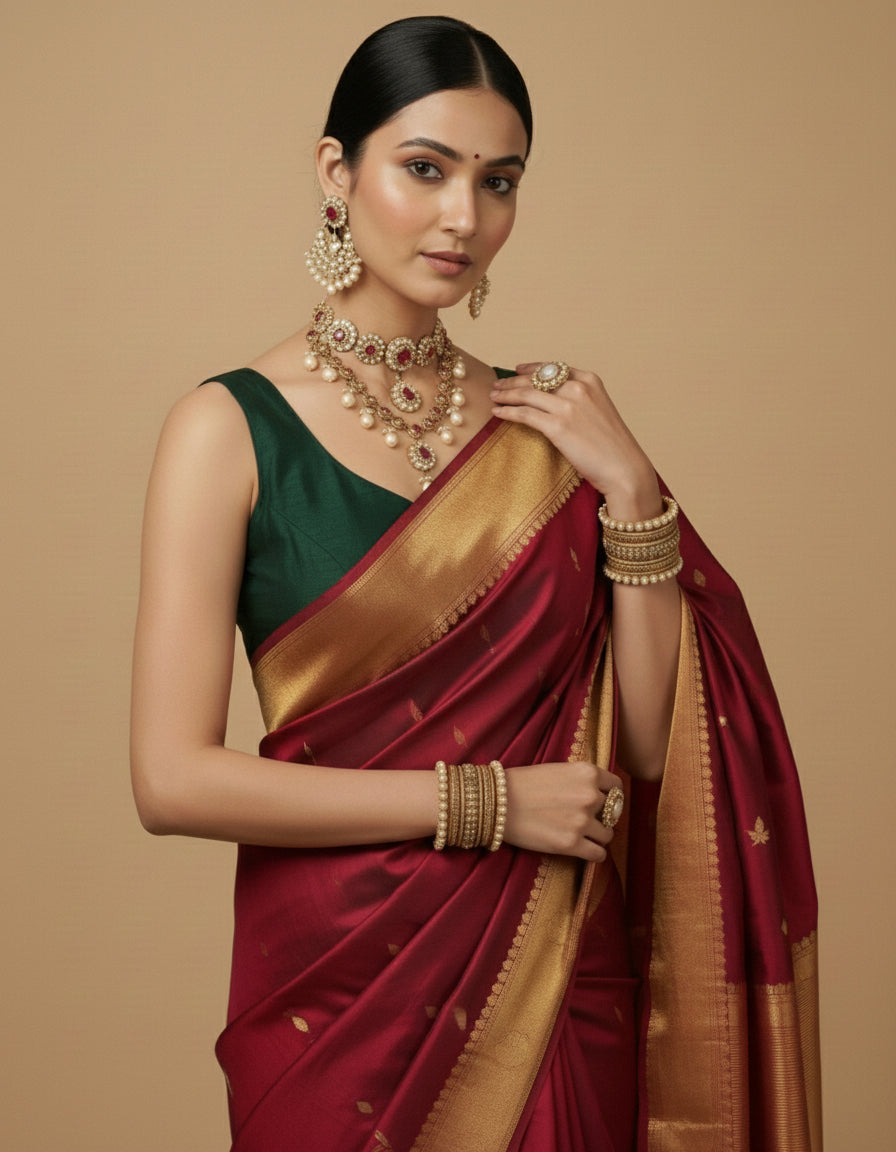 Capri Silk Padded V Neck Saree Blouse