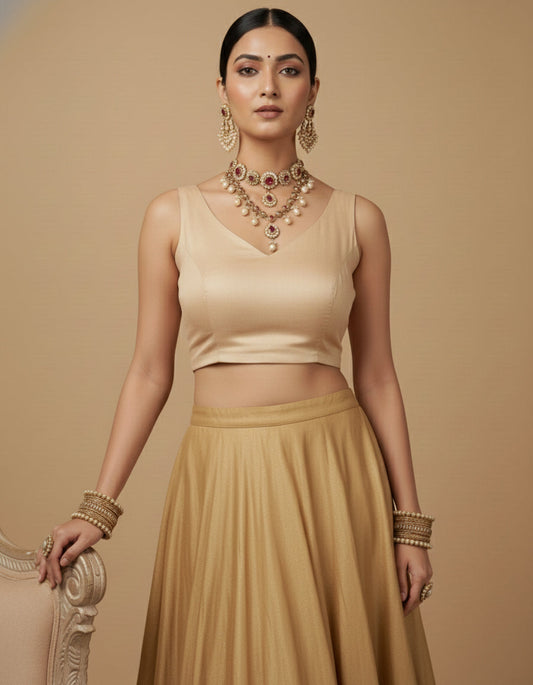 Capri Silk Padded V Neck Saree Blouse