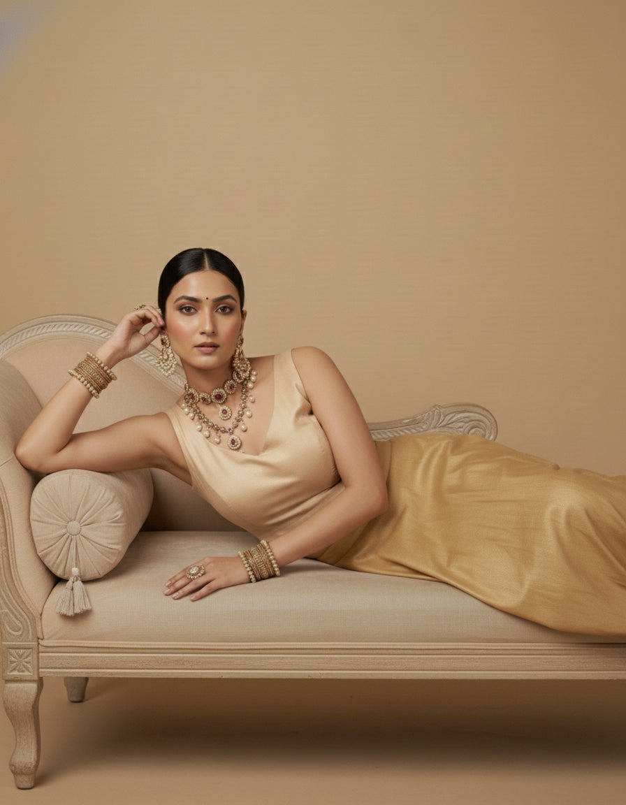 Capri Silk Padded V Neck Saree Blouse