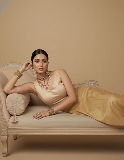 Capri Silk Padded V Neck Saree Blouse