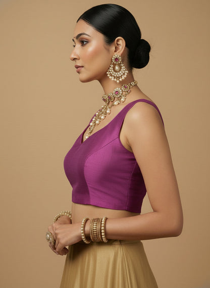 Capri Silk Padded V Neck Saree Blouse