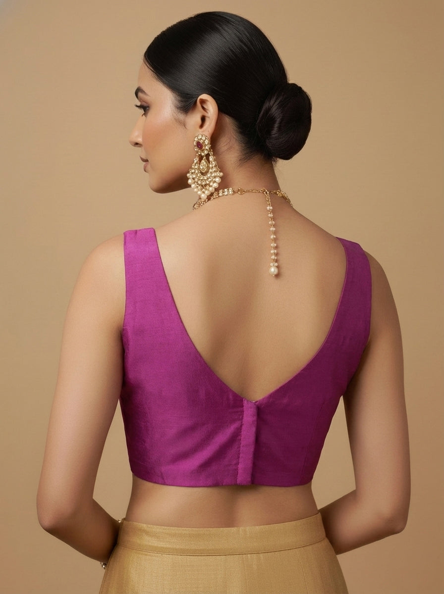 Capri Silk Padded V Neck Saree Blouse