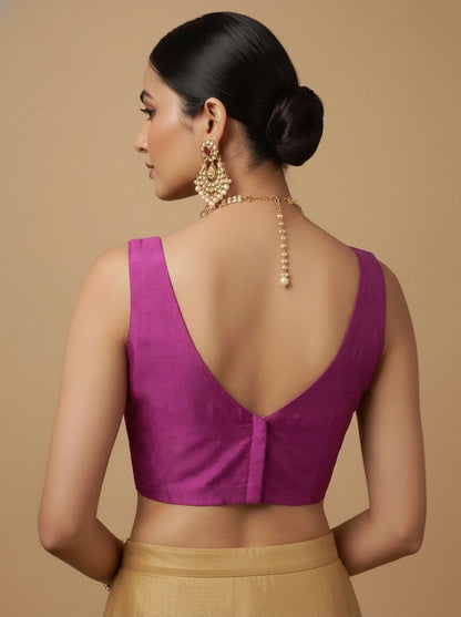 Capri Silk Padded V Neck Saree Blouse