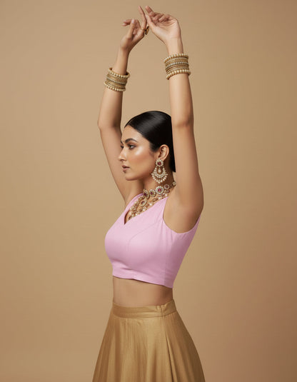 Capri Silk Padded V Neck Saree Blouse