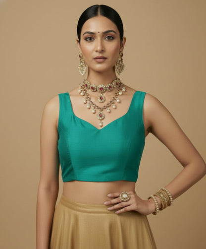 Capri Silk Padded V Neck Saree Blouse