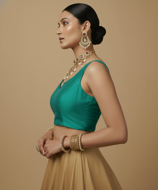 Capri Silk Padded V Neck Saree Blouse