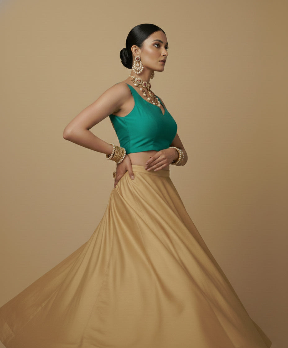 Capri Silk Padded V Neck Saree Blouse