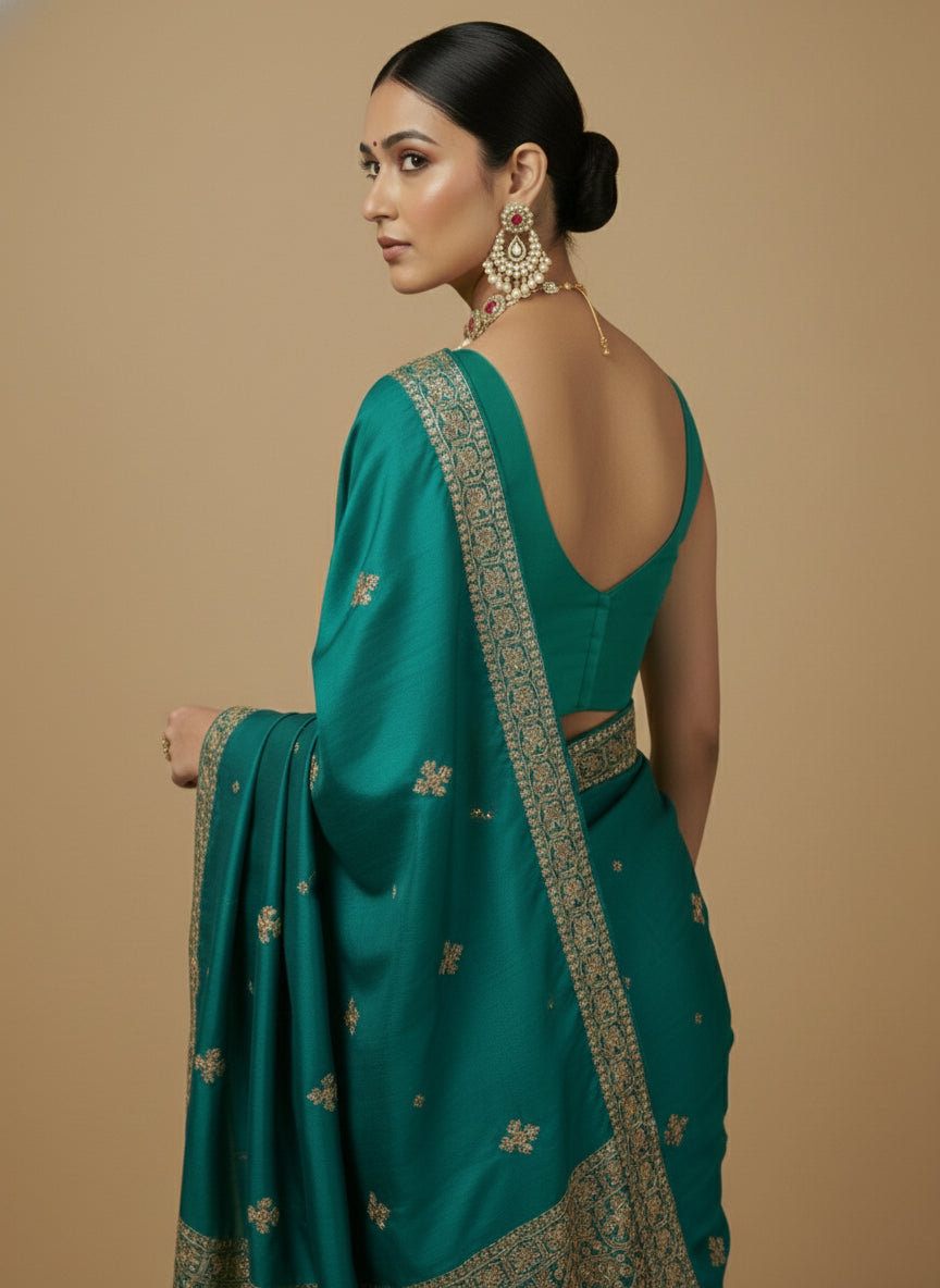 Capri Silk Padded V Neck Saree Blouse