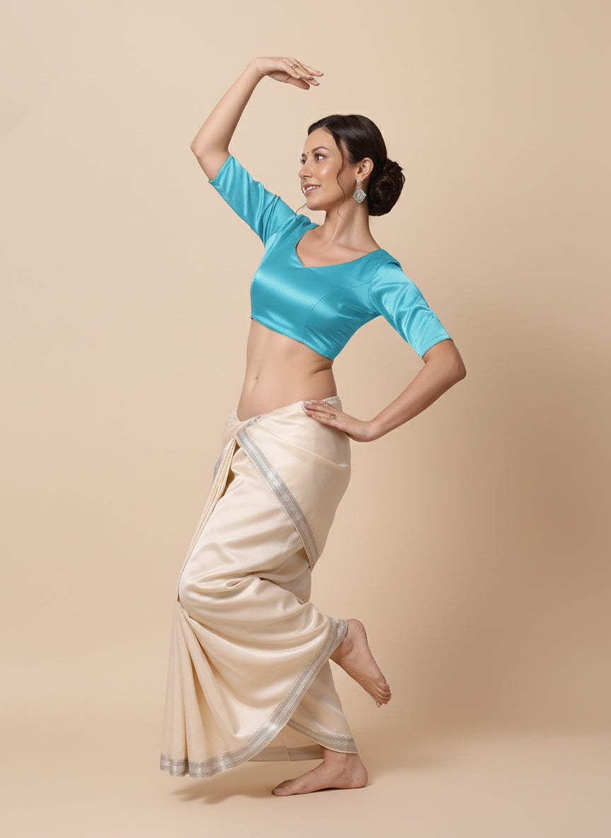 Satin Silk Side Smcoking Stretchable Readymade Blouse