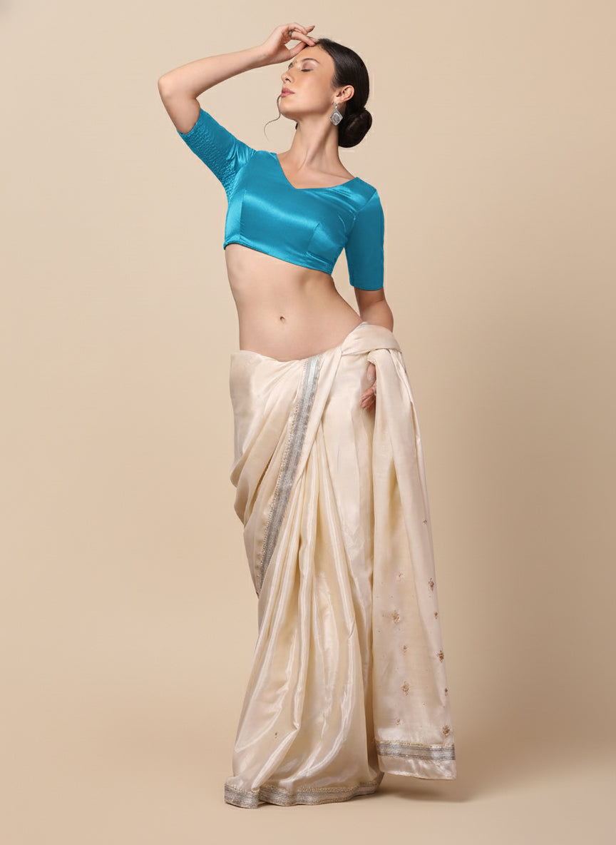 Satin Silk Side Smcoking Stretchable Readymade Blouse