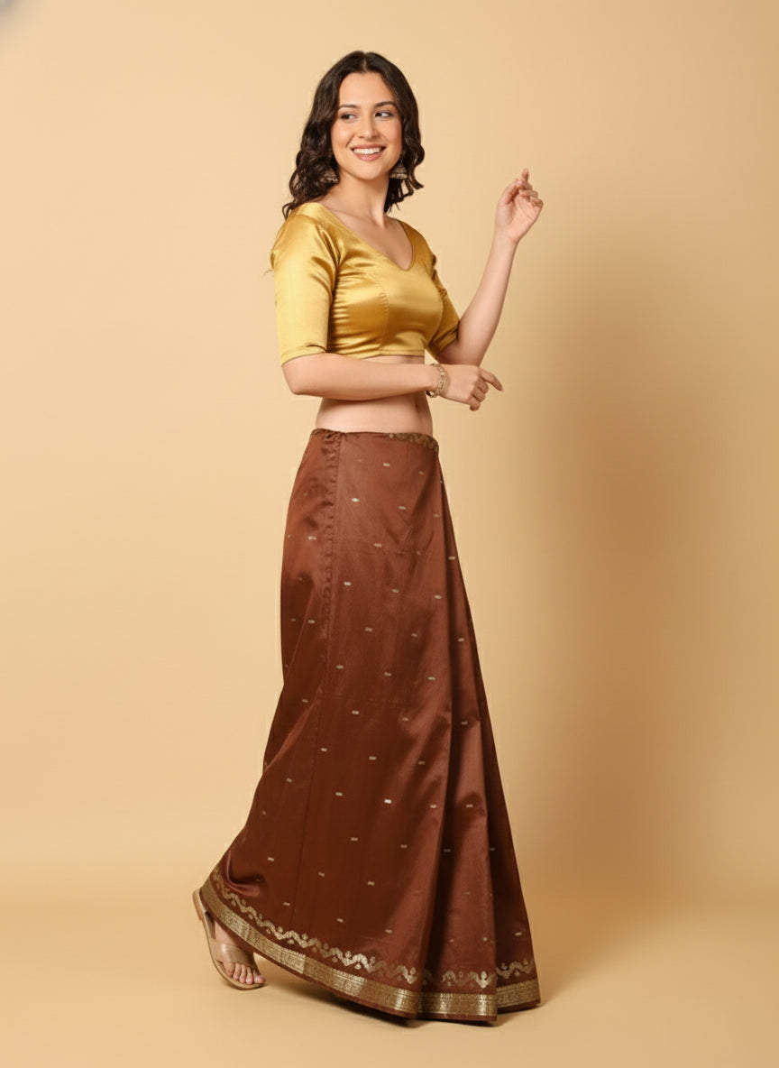 Satin Silk Side Smocking Stretchable Readymade Blouse